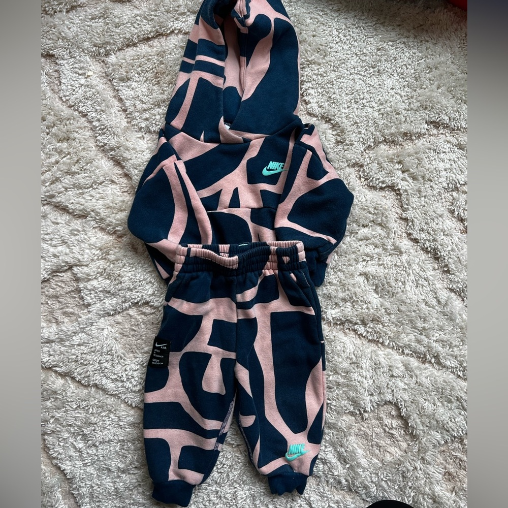 Nike pink and blue jogger set 12 months